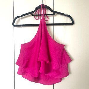 Vici Layered Ruffle Hem Backless Crop Halter - NWOT